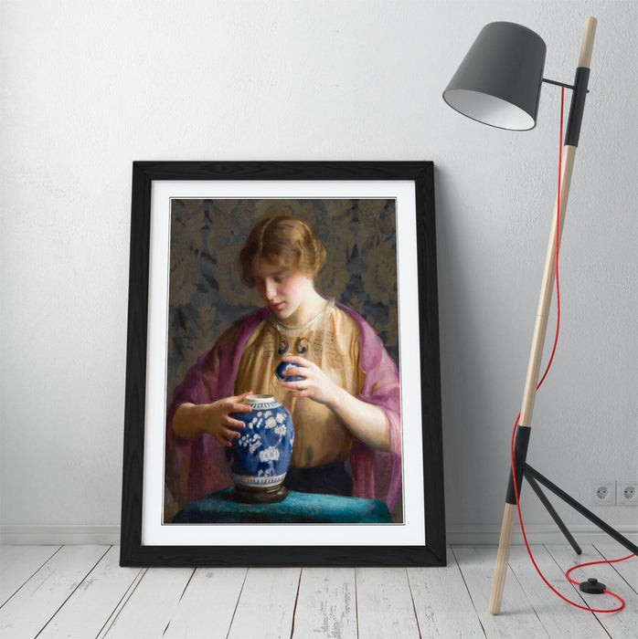 Framed Wall Art Featuring William McGregor Paxton Blue Jar Painting - Handmade UK Print