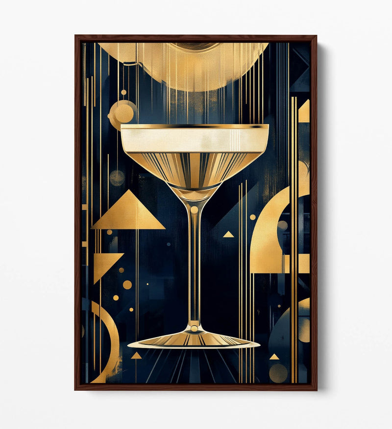 Art Deco Canvas – Classy Champagne Glass Float Effect Canvas Wall Art Print