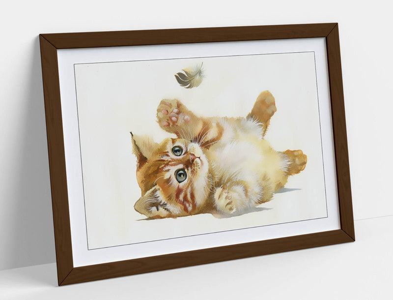 Kitten Wall Art – Cute Kitten Decor Watercolor Poster | Framed Art Print UK Made