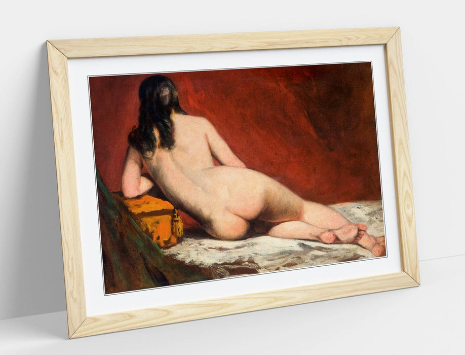 Framed Wall Art Poster - William Etty Nude Study Print With Woodgrain Frame