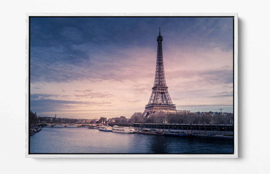 Canvas Wall Art – Paris River Landscape With Eiffel Tower | Float Effect Print