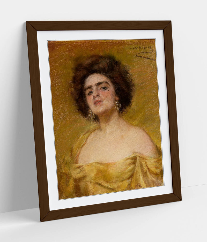 Framed Wall Art Poster - 'Alice Pike Barney, Laura In Yellow' Handmade Matte Paper Print