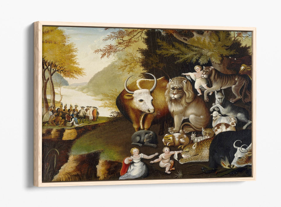 Canvas Wall Art - Edward Hicks Peaceable Kingdom Float Effect Print on MDF Frame