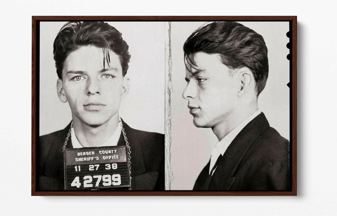 FRANK SINATRA MUGSHOT 2 -FLOAT EFFECT CANVAS WALL ART PIC PRINT- BLACK & WHITE