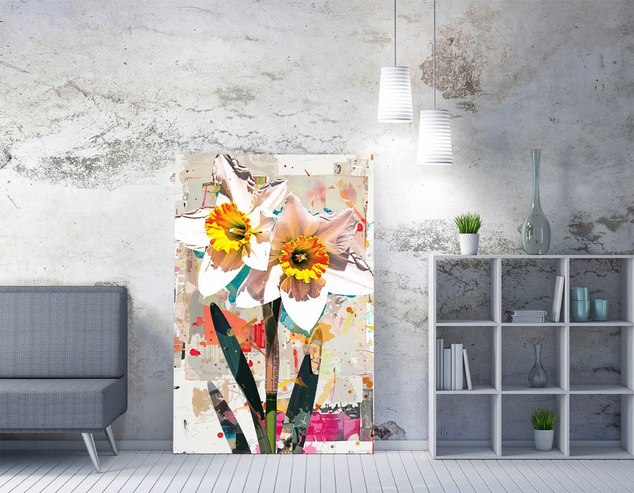 Daffodil Canvas Art - Abstract Flower Print On Archival Grade Canvas Wall Decor