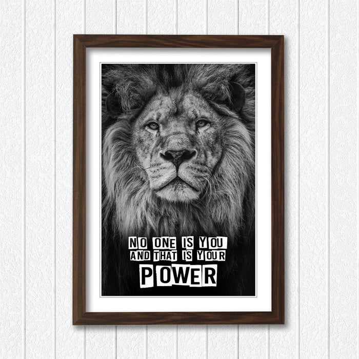LION HEAD MOTIVATIONAL POWER QUOTE FRAME WALL ART PRINT POSTER STRENGTH 4 SIZES