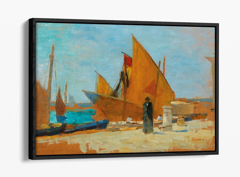 Float Effect Canvas Art - Yellow Sails Handmade Wall Decor with Deep Frame