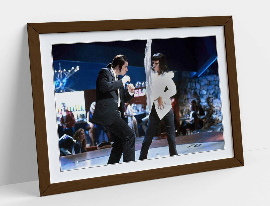 Framed Street Art Poster – Pulp Fiction Print | Banksy Monkey White Brick Artwork