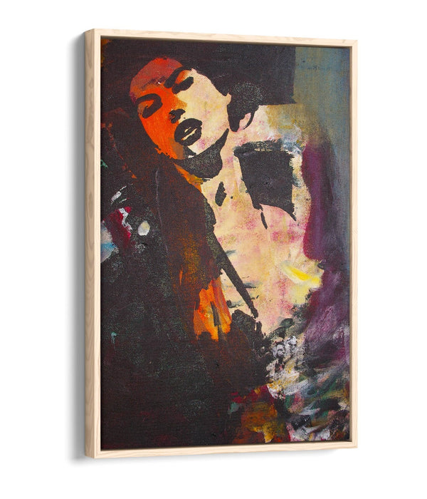 Abstract Graffiti Canvas - Multicolour Woman Urban Art Print | Float Effect Frame