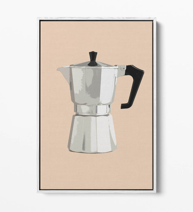Moka Pot Coffee Poster - Premium Float Effect Canvas | Handmade Kitchen Decor Print