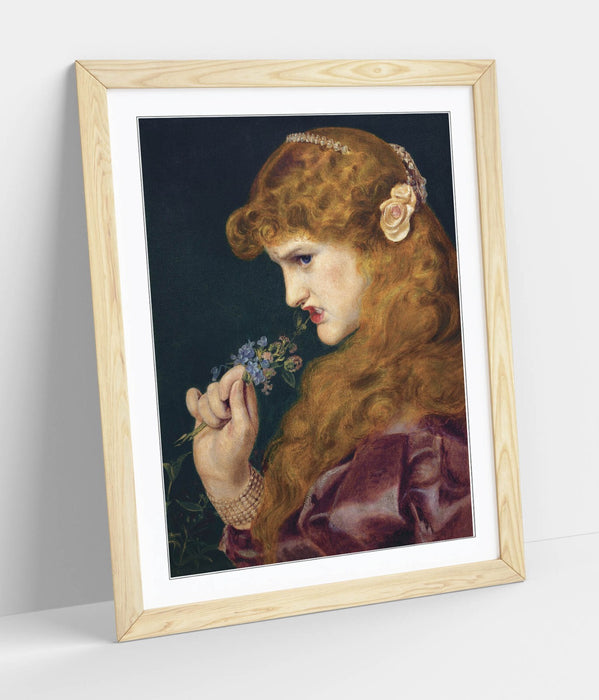 Framed Wall Art Featuring Frederick Sandys Print - Love's Shadow Artwork in Natural Wood Frame