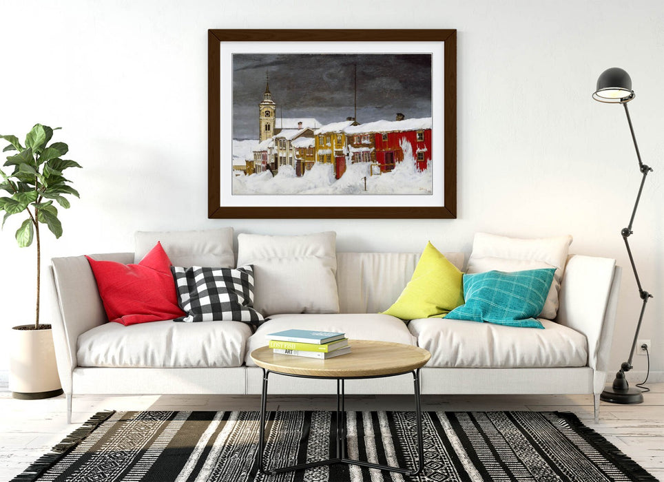 Framed Art Poster - Norwegian Winter Landscape Print | MDF Wood Frame, Ready To Hang