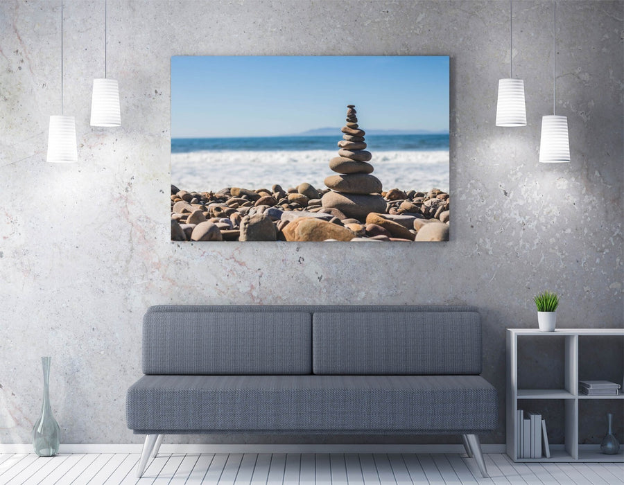 Zen Stones Canvas – Stacked Stone Artwork | Beach Wall Art for Home Bedroom Decor