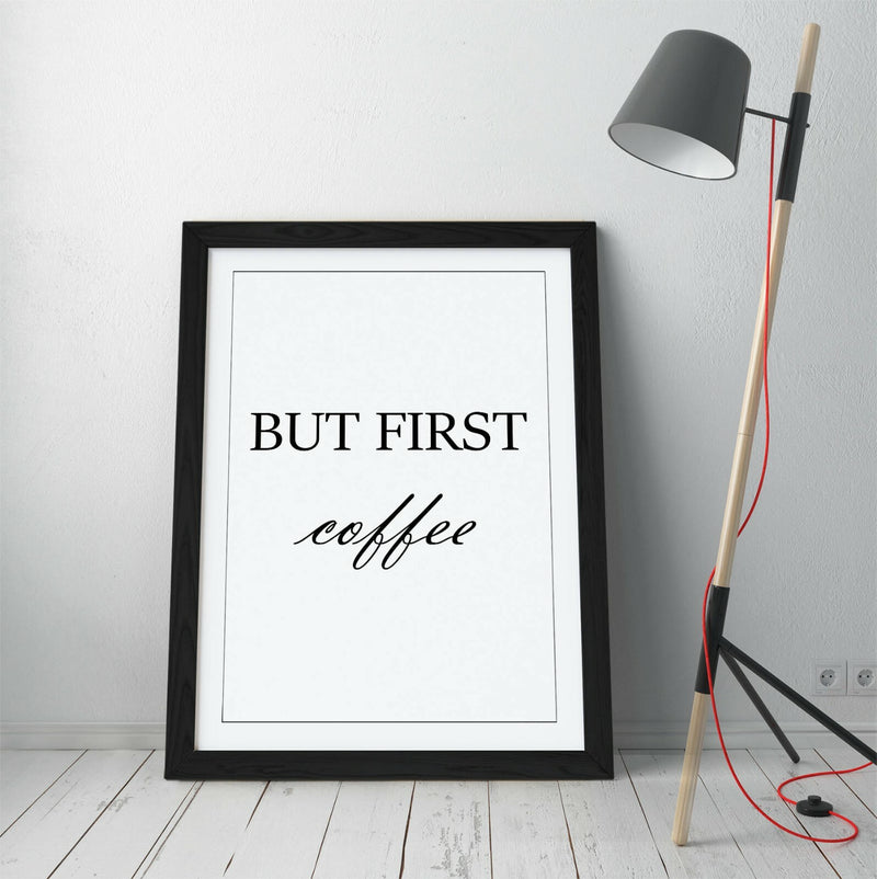 Framed Wall Art - Humorous Kitchen Wall Decor With Natural Wood Frame