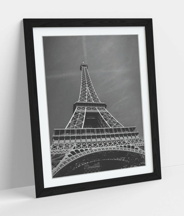 Eiffel Tower Wall Art – Paris Framed Print | Handmade UK Art, Wood Grain Frame