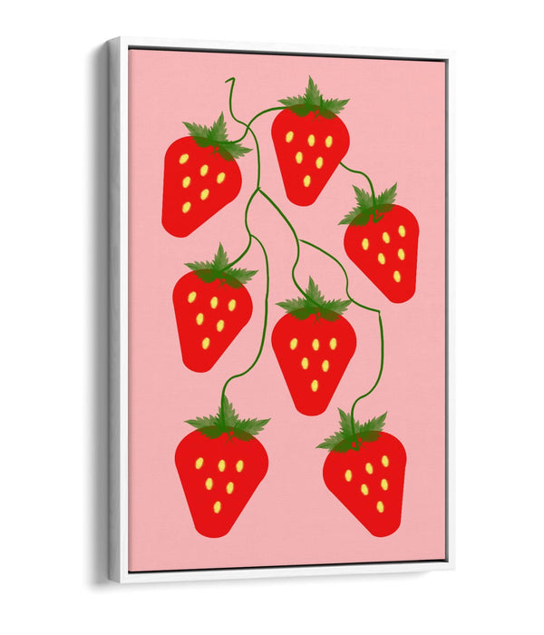 STRAWBERRIES FRUIT TRENDY MINIMALIST KITCHEN -FLOAT EFFECT CANVAS WALL ART PRINT