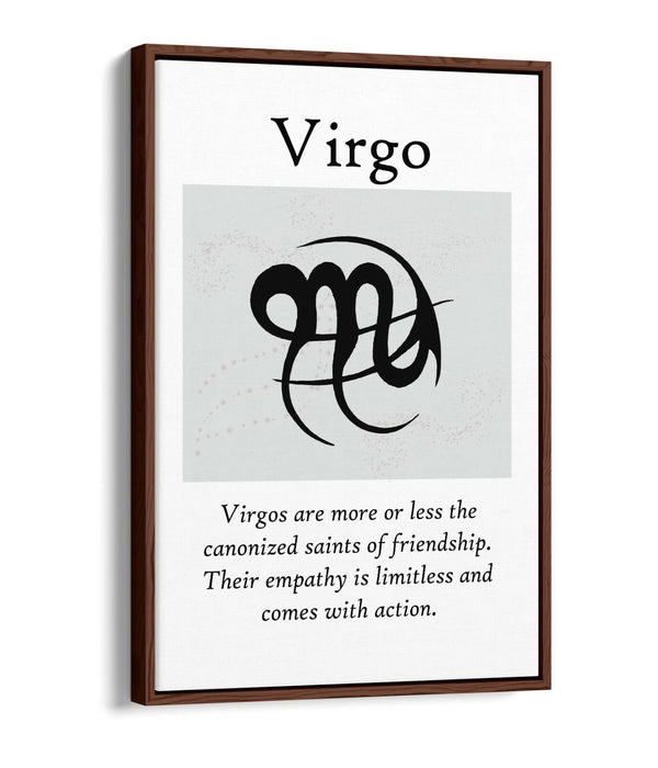VIRGO STAR SIGN ZODIAC ASTROLOGY QUOTE -FLOAT EFFECT CANVAS WALL ART PRINT