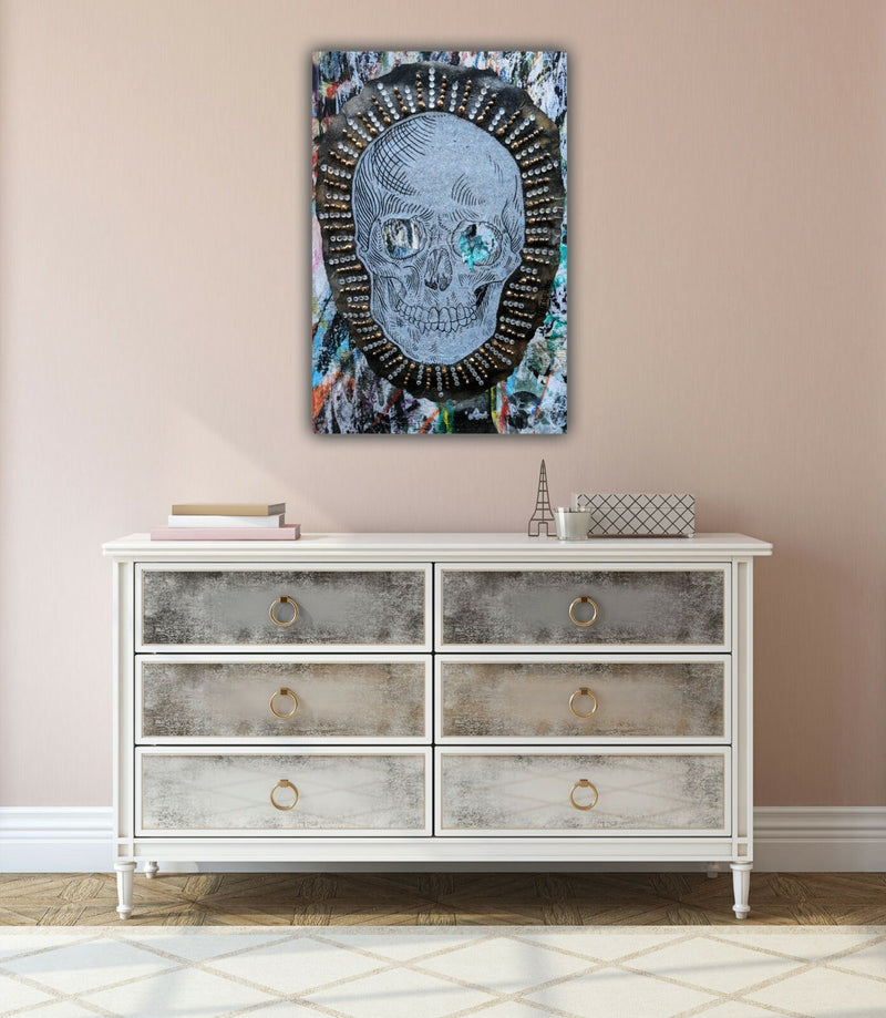 Skull Graffiti Canvas - London Street Art Print | Premium Varnish Finish, Ready To Hang