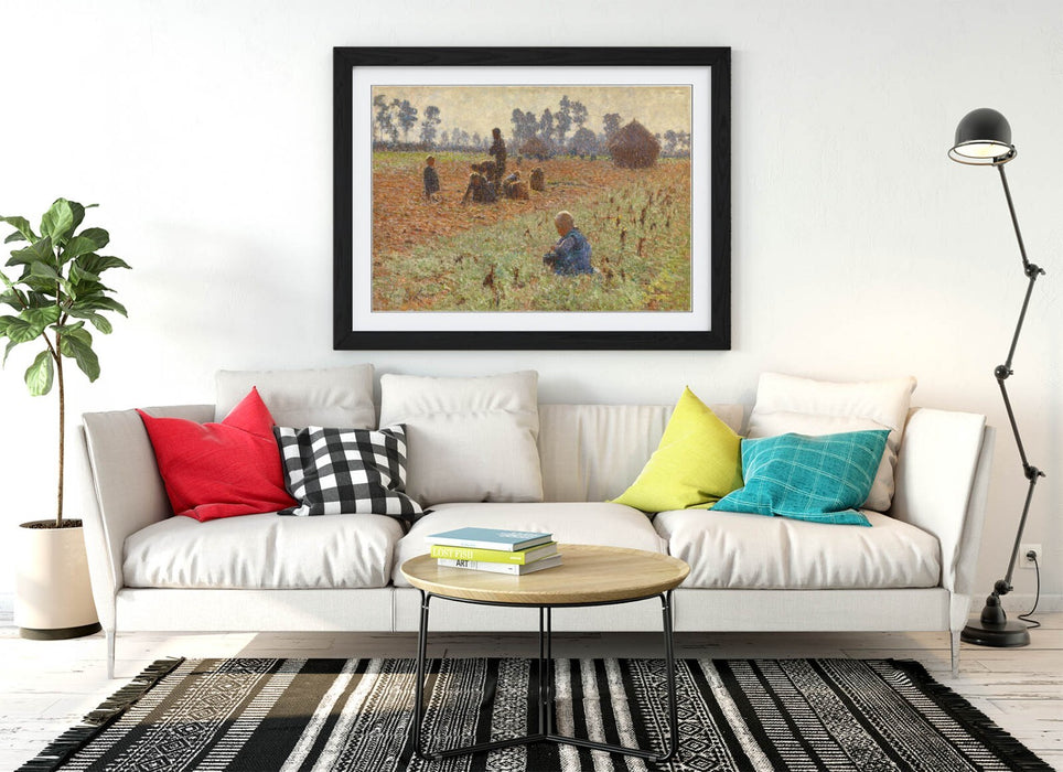 Framed Wall Art - Emile Claus Gathering Grain Painting Print 4 Sizes Ready To Hang