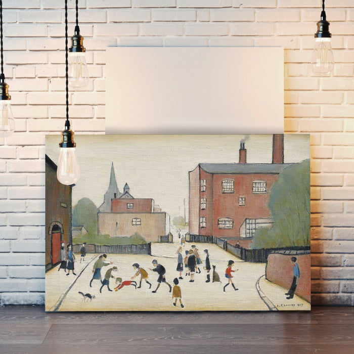 Children Playing CANVAS WALL ART PICTURE PRINT PAINTING FRAMED Ls Lowry Style