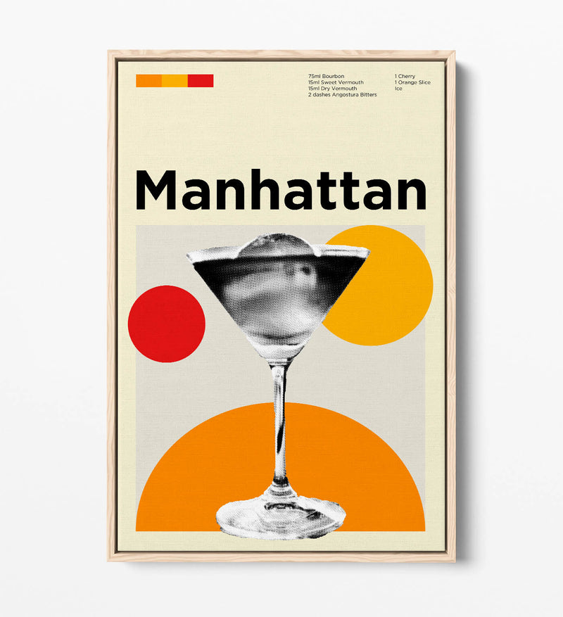 Canvas Wall Art | Funky Cocktail Poster - Float Effect Handmade Canvas Print