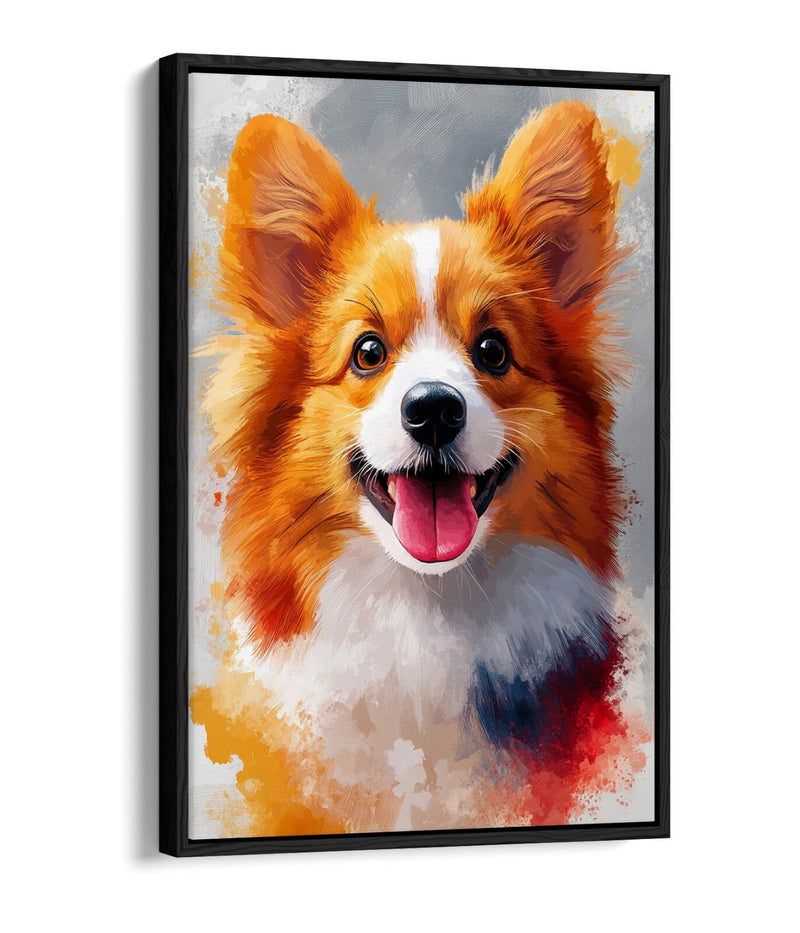 Dog Canvas Wall Art - Cute Smiling Dog Portrait With Tongue Out, Float Effect