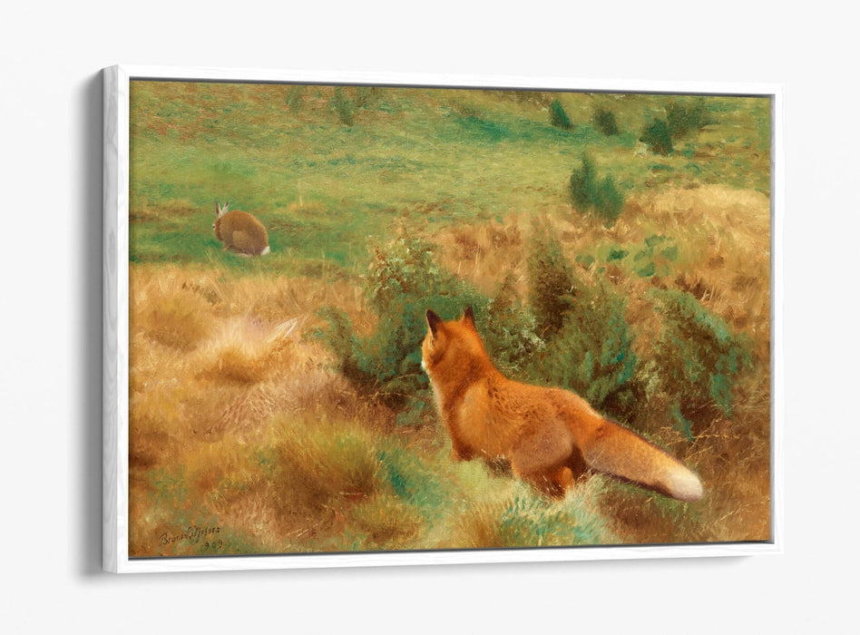 Canvas Wall Art - Fox Stalking Hare Float Effect | Premium Handmade UK Canvas Print