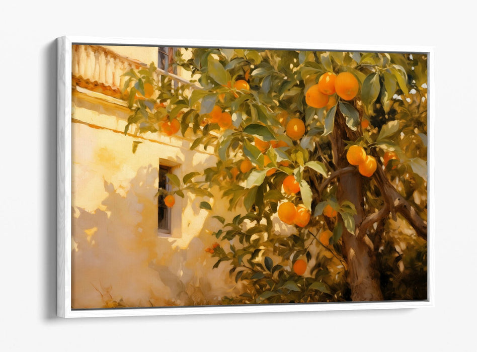 Impressionist Canvas Art – Orange Tree Artwork with Float Frame Canvas Print