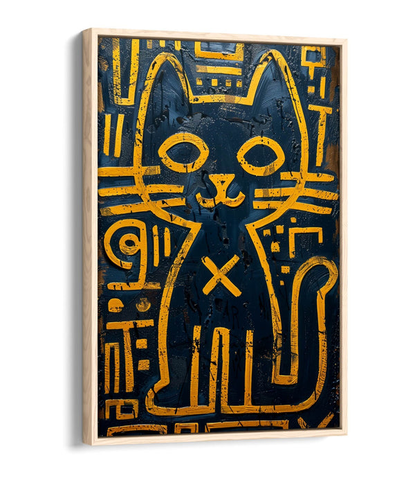 Graffiti Canvas Art – Yellow Cat Print on Float Frame Canvas Wall Decor