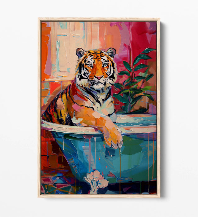 Tiger Canvas Art - Multi Colour Float Effect Canvas Wall Decor With 30mm Deep Frame