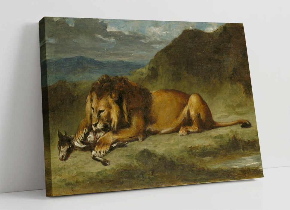 Canvas Wall Art - Eugene Delacroix Lion Devouring Animal Print on Archival Grade Canvas
