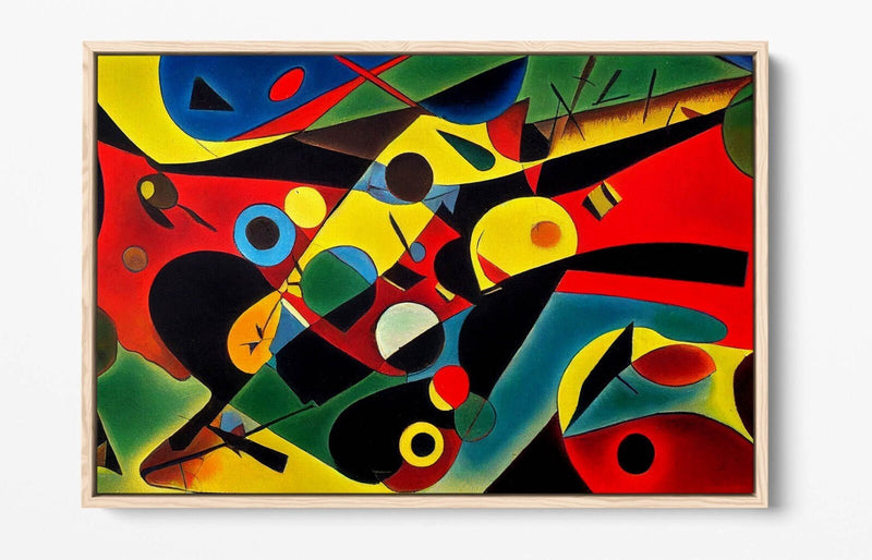 Abstract Canvas Art - Red Yellow Kandinsky Style Modern Art Print | Float Effect Frame