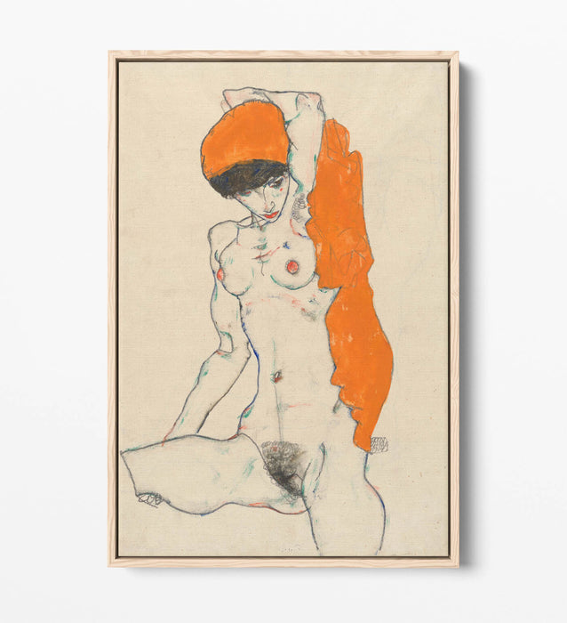 Canvas Wall Art Print – Egon Schiele Orange Drapery Float Effect Premium Canvas