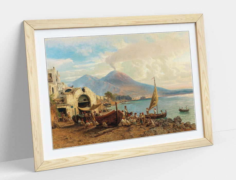 Framed Wall Art Poster - Fisherman In Bay Of Naples | Uk Handmade Frame