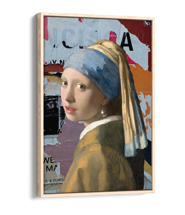 Float Effect Canvas Art – Girl With Pearl Earring Graffiti Print On MDF Frame