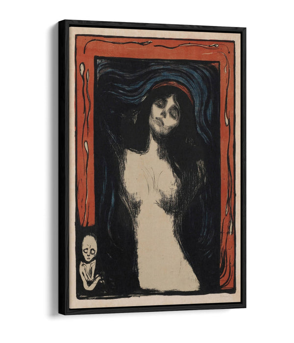 Float Effect Canvas Art - Edvard Munch Madonna Print | Orange Navy Wall Decor