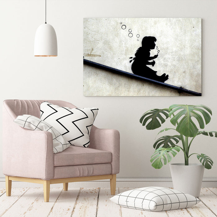 BANKSY CANVAS STREET WALL ART PRINT ARTWORK - SLIDE