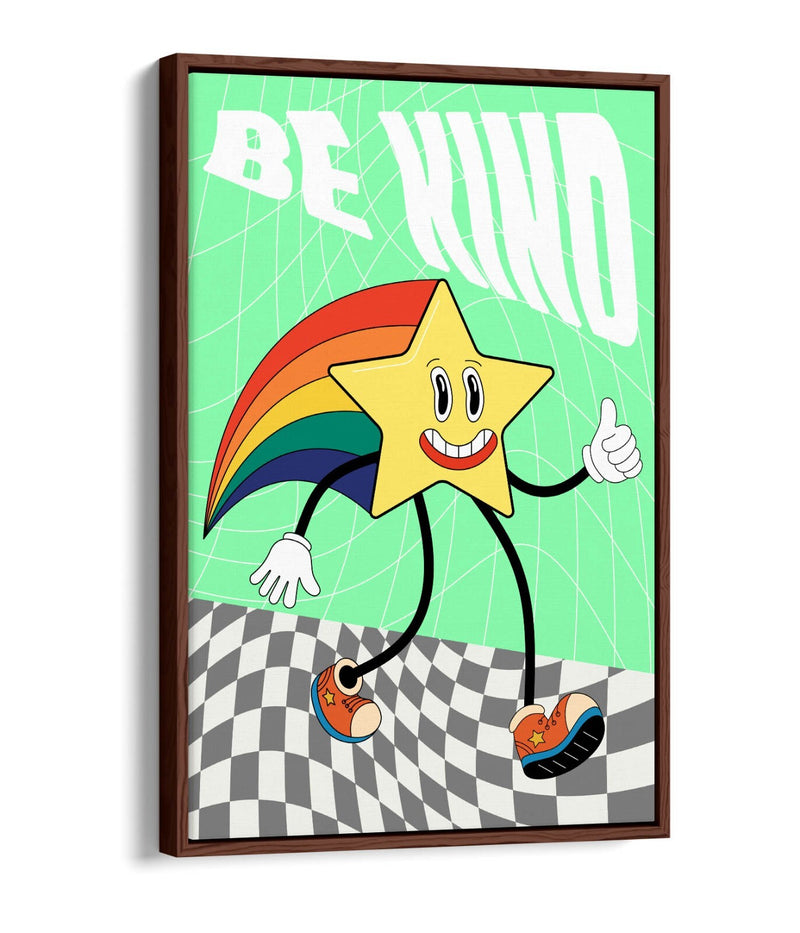 Canvas Wall Art – Retro Groovy Rainbow Star Print | Handmade UK Float Effect