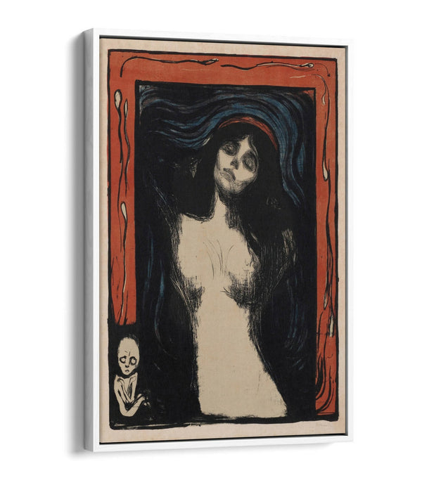 Float Effect Canvas Art - Edvard Munch Madonna Print | Orange Navy Wall Decor