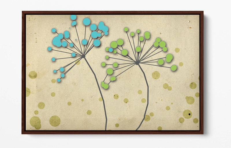 Dandelion Canvas Art – Blue Green Floral Bedroom Wall Art | Float Effect Canvas Print