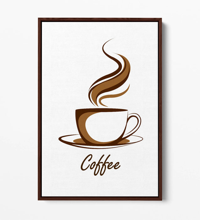 Canvas Wall Art - Brown Coffee Cup Illustration | Float Effect Canvas Print