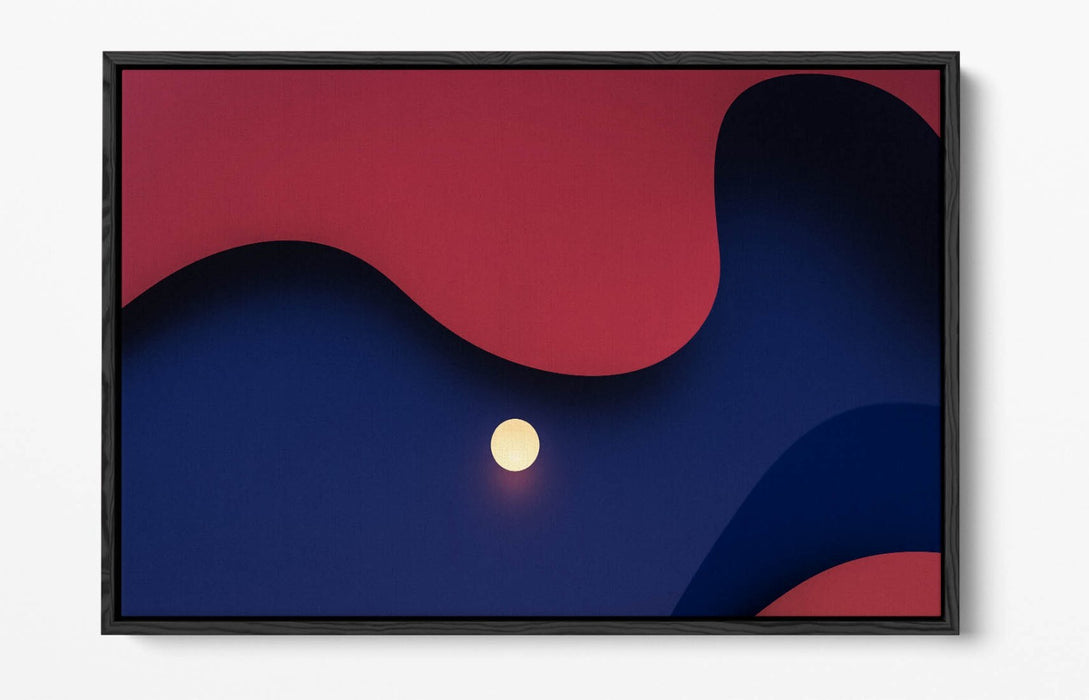 Canvas Wall Art - Moon In Blue Sky Abstract Canvas Print | Float Effect Frame