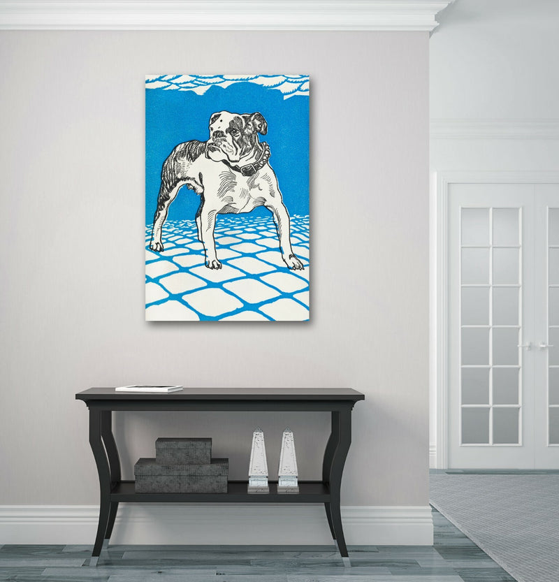 Vintage Bulldog Canvas - Deep Framed Blue Bulldog Artwork | Handmade UK Canvas Wall Art
