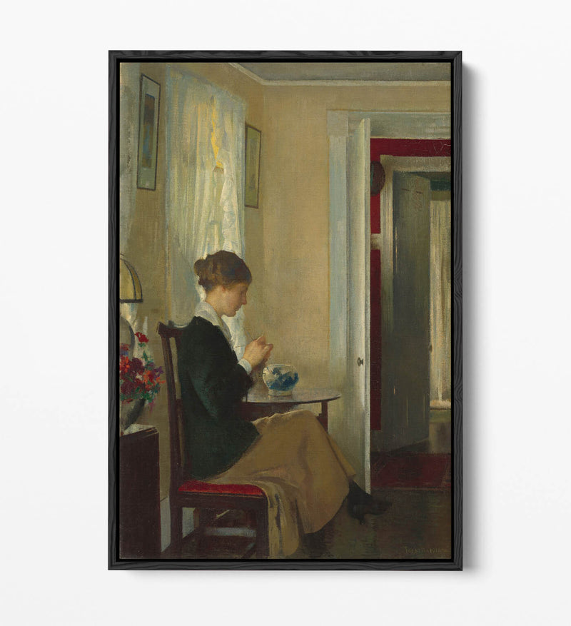 Canvas Wall Art Print - Edmund Charles Tarbell Josephine Knitting Float Effect | Premium Handmade UK