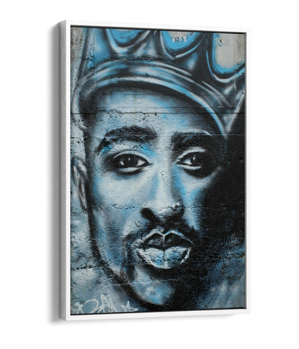 TUPAC GRAFFITI -FLOAT EFFECT CANVAS WALL ART PIC PRINT- GREY WHITE