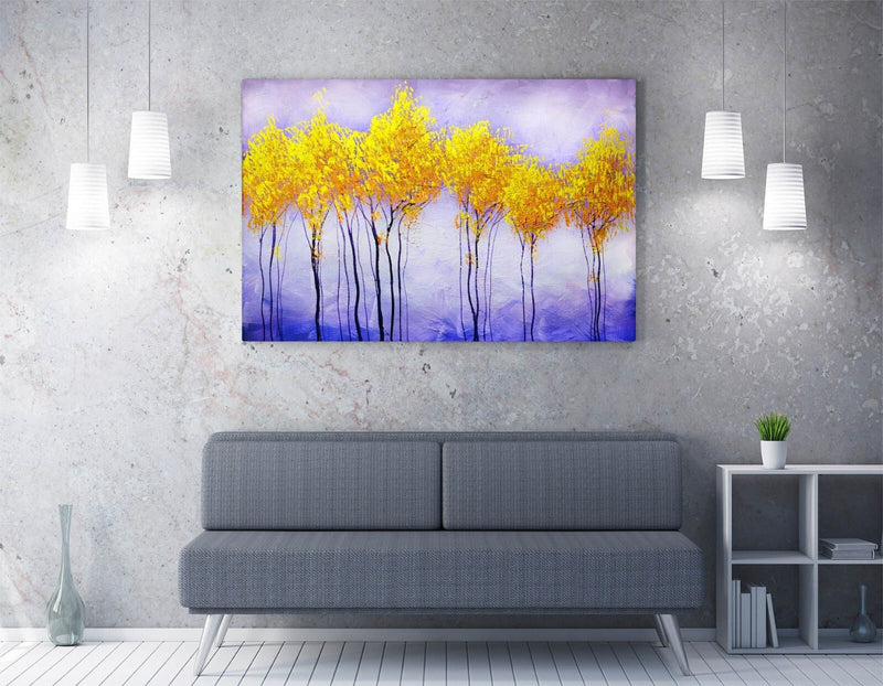 Abstract Canvas Art - Colorful Gold Tree Painting | Landscape Canvas Print Ready To Hang
