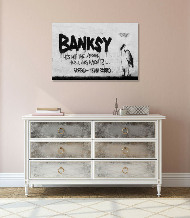 BANKSY STYLE - BANKSY V ROBBO -  CANVAS STREET WALL ART PRINT ARTWORK