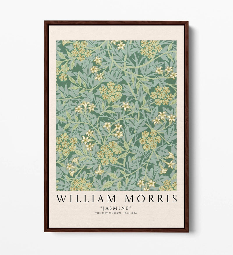 Floral Canvas Art - William Morris Jasmine Botanical Wall Art With Premium Float Frame