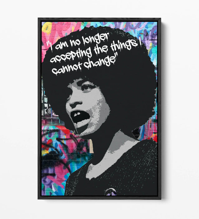 ANGELA DAVIS ACTIVIST GRAFFITI QUOTE -FLOAT EFFECT CANVAS WALL ART PIC PRINT