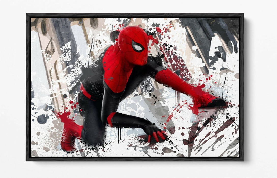Spiderman Canvas Art - Marvel Float Effect Canvas Wall Decor | Red White Print